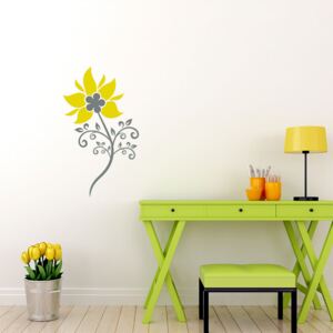 Floral decoration VIII. - autocolant de perete Gri și galben 30 x 55 cm