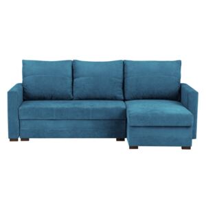 Canapea pe colț, extensibilă, cu 3 locuri și spațiu pentru depozitare Melart Andy, albastru