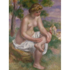 Seated Bather in a Landscape or, Eurydice, 1895-1900 Reproducere, Pierre Auguste Renoir