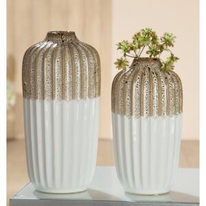 Vaza Chita, ceramica, maro alb, 13x23.5x13 cm