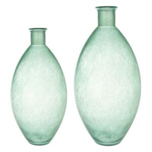 Vaza Sambia, sticla, alb verde, 38x14 cm