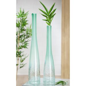 Vaza Crepitio, sticla, verde, 9.5x45x9.5 cm