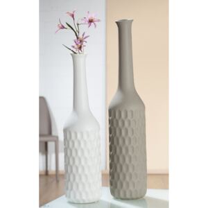 Set 2 vaze Martellare, ceramica, alb bej, 50x10.5 cm