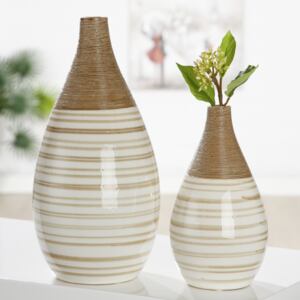 Vaza Verona, ceramica, crem maro, 12.5x23x12.5 cm