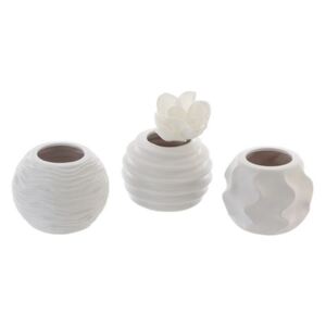 Set 3 vaze Floris, ceramica, alb, 11x14 cm