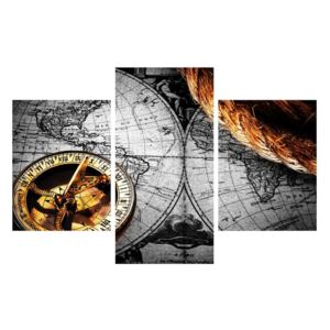Tablou istoric cu harta lumii și compas (K011365K90603PCS)