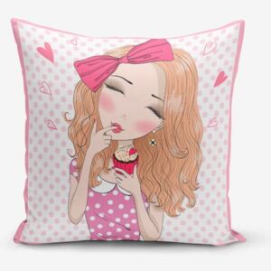 Față de pernă Minimalist Cushion Covers Girl With Cupcake, 45 x 45 cm