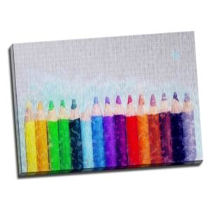 Tablou pe aluminiu striat "Rainbow Pencils"
