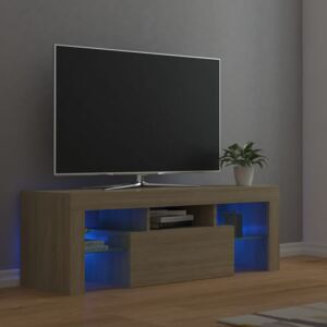 Comodă TV cu lumini LED, stejar Sonoma, 120x35x40 cm