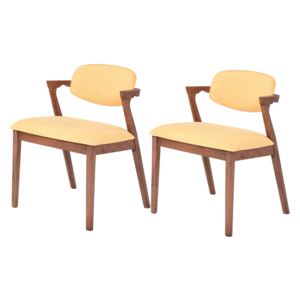 Set 2 scaune tapitate cu stofa water resistant Ivonne Yellow, l59xA55xH79,5 cm