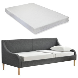 Canapea tesatura eleganta- sofa/ canapea cu saltea cu spuma rece - 90x200cm - pat pentru 1 persoana - gri inchis