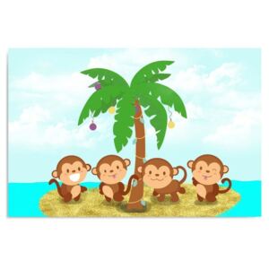 CARO Tablou pe pânză - Four Monkeys 40x30 cm