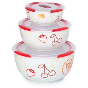 Set 3 boluri ceramice pentru salate Oursson BS2981RC/DC, 300/850/1700 ml, Visiniu