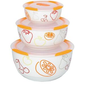 Set 3 boluri ceramice pentru salate Oursson BS2981RC/OR, 300/850/1700 ml, Portocaliu