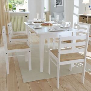 6 scaune de bucătărie din lemn pătrate, alb