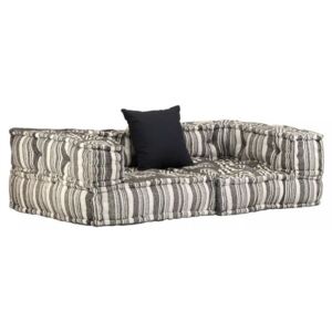 Canapea modulară cu 2 locuri cu brațe, material textil, dungi