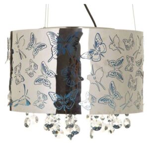 Lustră Butterflies cu cristale , 40x40x40 cm, metal/ sticla/ pvc, albastru