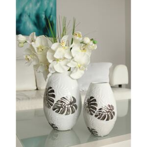 Vaza Putumayo, ceramica, alb argintiu, 16.5x16.5x24.5 cm