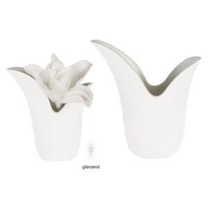 Vaza , ceramica, alb, 16x17x10 cm