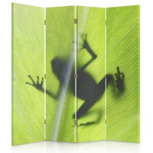 CARO Paravan - Frog On A Green Leaf | cvadripartit | reversibil 145x180 cm