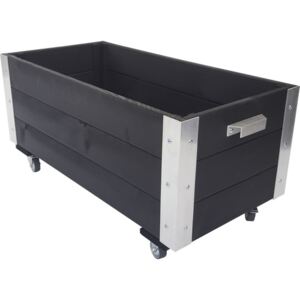 Jardiniera cu roti si colturi metalice, 80x40x37 cm, antracit