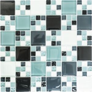 Mozaic sticla XCM 8565 mix alb/gri/negru 30x30 cm