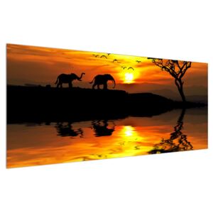 Tablou cu peisaj african cu elefant (Modern tablou, K012025K12050)