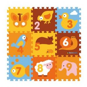 Covor Puzzle din Spuma Happy Children 9 piese - Animals