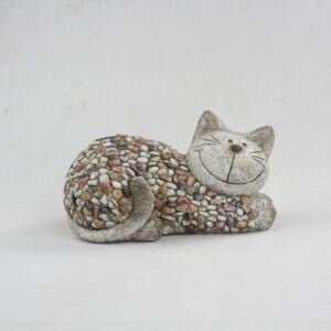 Decorațiune de grădină Dakls Garden Deco Cat With Stones, înălțime 18 cm