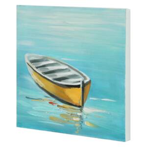 [art.work] Tablou pictat manual - barca - panza in, cu rama ascunsa - 30x30x2,8cm