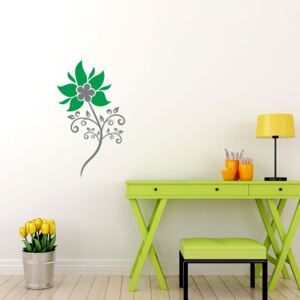 Floral decoration VIII. - autocolant de perete Gri și verde 50 x 90 cm