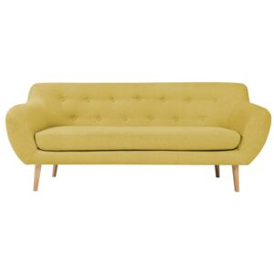 Canapea cu 3 locuri și picioare de culoare deschisă Mazzini Sofas Sicile, galben