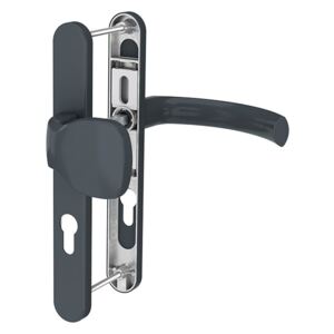 Maner usa exterior, Jowisz, cu sild si buton exterior, cu arc, material aluminiu, culoare gri antracit, 85 x 32 mm