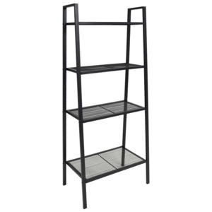 Bibliotecă tip scară, 4 trepte, metal, negru
