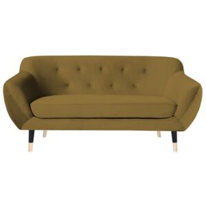 Canapea cu 2 locuri Mazzini Sofas AMELIE cu picioare negre, galben muștar