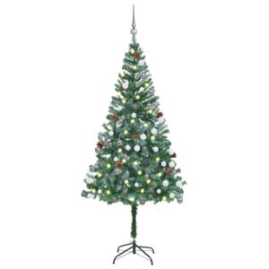 Brad de Crăciun artificial cu LED&globuri&conuri de pin, 180 cm