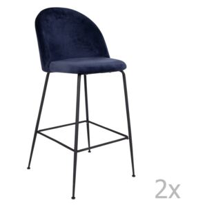 Set 2 scaune bar tapițate House Nordic Lausanne, albastru-negru
