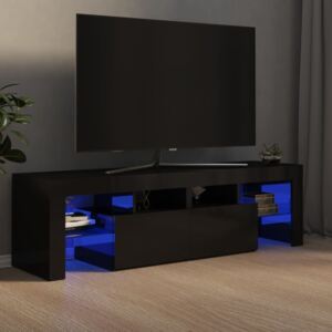 Comodă TV cu lumini LED, negru extralucios, 140x35x40 cm