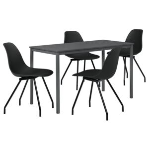 [en.casa]® Masa bucatarie/salon design elegant (140x60cm) - cu 4 scaune negre elegante