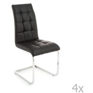 Set 4 scaune cu tapițerie din piele ecologică Tomasucci Cozy, negru