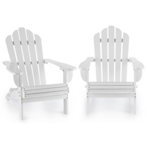 Blumfeldt VERMONT, alb, set de 2 scaune de grădină, Adirondack, 73X88X94 cm, pliabil