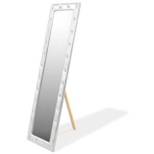 Oglindă de podea, piele artificială, 45x150 cm, argintiu lucios