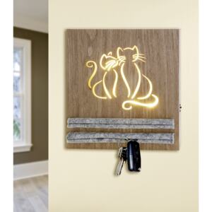 Suport pentru chei CAT cu bec LED inclus, MDF, 24x30x3 cm