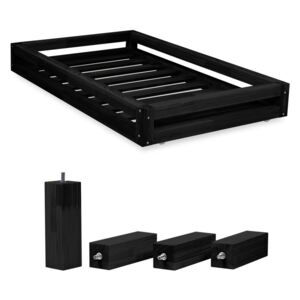 Set sertar pentru pat și 4 picioare înălțătoare, pentru patul Benlemi 80 x 160 cm, negru