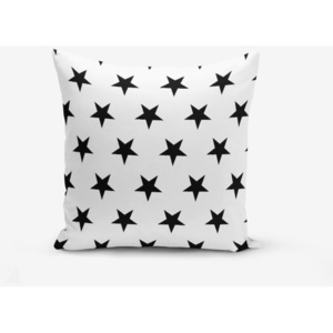 Față de pernă cu amestec din bumbac Minimalist Cushion Covers Black Stars, 45 x 45 cm, negru - alb