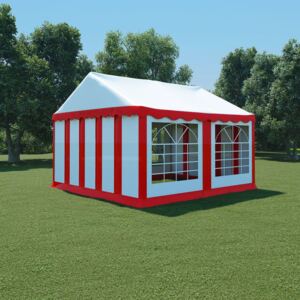 Pavilion de grădină, roșu și alb, 4 x 4 m, PVC