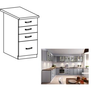 Cabinet inferior cu sertare, gri mat/alb, LAYLA D40S4