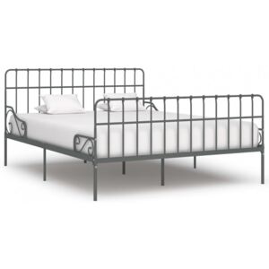 Cadru de pat cu baza din sipci gri 180 x 200 cm metal