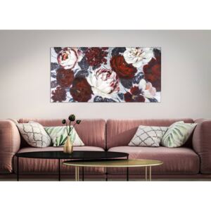 Tablou pictat manual Flower, Lemn Canvas, Multicolor, 60x120x3.7 cm