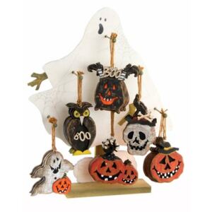 Ghost Set 6 decoratiuni Halloween, Lemn, Multicolor